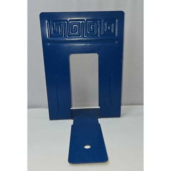 WT Rogers Greek Key Art Deco Bookends 7 Total Red Blue Grey 6" W x 8" H Vintage - Picture 3 of 16